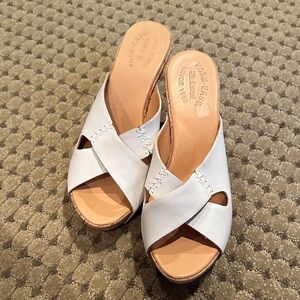 Kork-Ease White Leather Mules